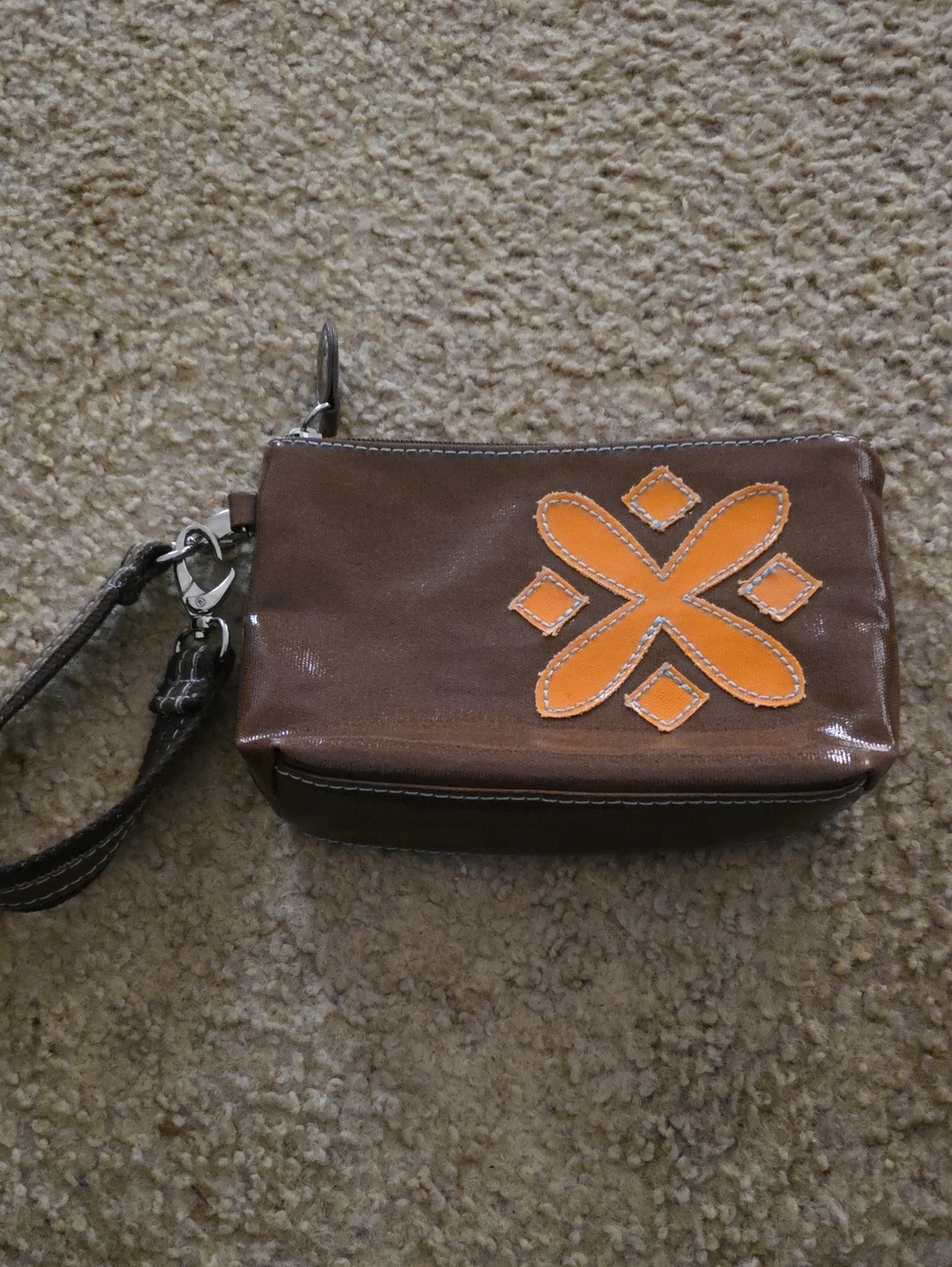 Urban Junket Brown Wristlet Clutch with Orange Accent